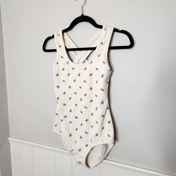 ARQ Tops - ARQ Cream Floral Tank Cleo Leo Bodysuit